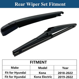 Rear Windshield Wipers Blade Arm Set for Hyundai Kona 2018-2023 / for Hyundai Kona Electric 2019-2022 Back Glass Wiper Arm Blade Replacements All Seasons Fit