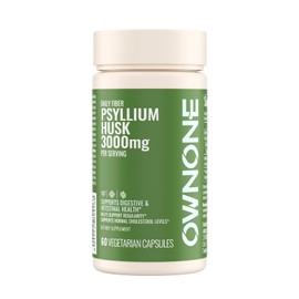 OWNONE Psyllium Husk Capsules, Natural Fiber Supplement for Women & Men, 3000mg Psyllium Husk Powder per Serving, Vegan Colon Cleanser, Fiber Capsules for Overall Digestive Health, Easing Constipation