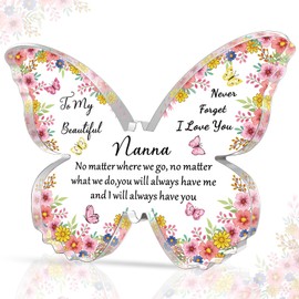SMARGO Nanna Gifts from Granddaughter Grandson - Butterfly-Shaped Decorative Acrylic Plaque Nanna Gifts Birthday Christmas Thanksgiving Mothers Day Gifts for Nanna