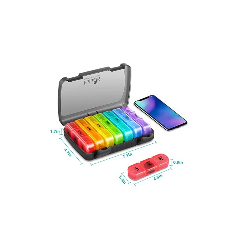 Pill Organizer 3 Times a Day, Fullicon Large Weekly Pill