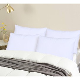 NAFAY LIVING White Pillow Cases 4 Pack Cotton 300 Thread Count - Hotel Quality Pillow Covers with Envelope Enclosure - Breathable & Super Soft Housewife Pillowcases (50 x 75 cm)