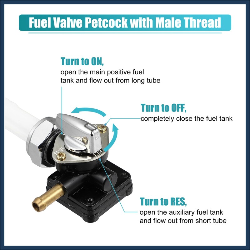 INFINAUTO Motorcycle Fuel Valve Petcock with Male Thread 61338-94D for