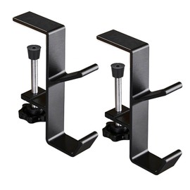 SZSL Bag Hanger, Table Hook, Screw Type, Clamp, Table Hook, Adjustable, Anti-Slip, Aluminum Alloy, Load Capacity 11.0 lbs (5 kg), Business Trip, Convenient Goods, Easy to Install, Black, Set of 2