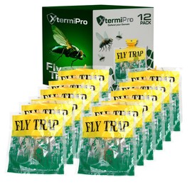 Fly Bags 12 Pack | Disposable Fly Traps Outdoor | Effective Fly & Fruit Fly Catcher | Fly Trap Indoor | trampa para moscas | for Backyards, Patios, Barns and Stables