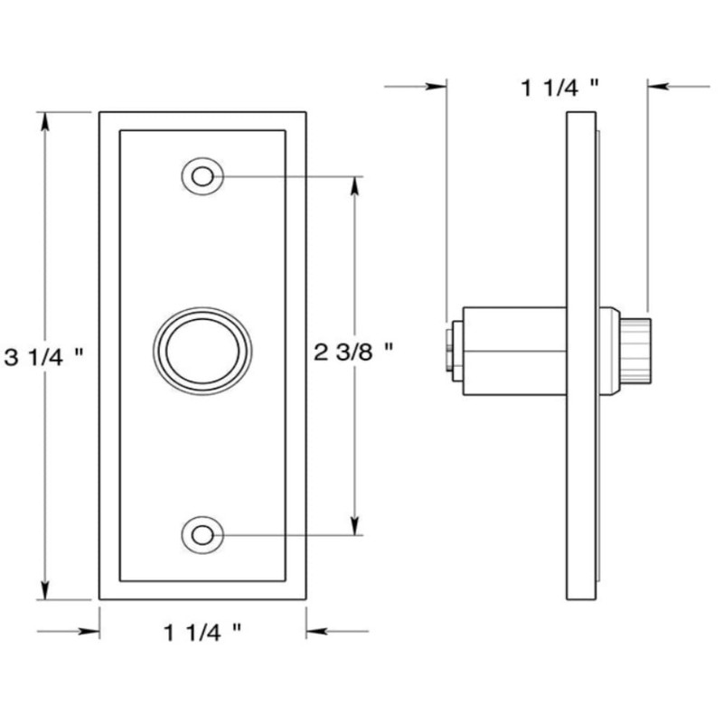 Deltana Bbs333cr003 Rectangular Contemporary Bell Button, Lifetime Brass