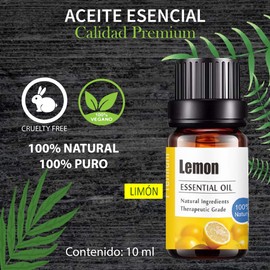 Aceites Esenciales de Limón Aromaterapia - Natural 100% de Aceite Esencial Natural Conjunto de Difusores y Humidificadores con Caja de Regalo Exquisita (UVa Natural, 10 ML) (Limón)