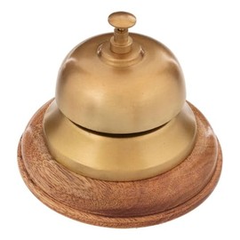 Atmosphera - Doorbell - Mango Wood - Gold-Plated - Diameter 12-5 cm - Natural Wood