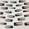 Jremg Black French Tip Press on Nails Long Square Fake