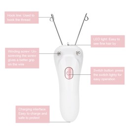 Women's Facial Hair Remover, Electric Hair Removal with Thread, Women's Epilator, Face Threading Hair Remover Tool, for Face Lips, Chin Jaw, Full Body (Pink)
