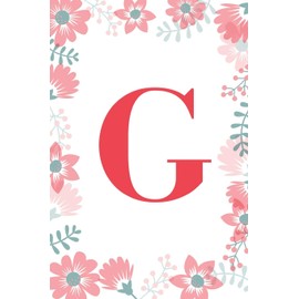 G: Monogram Initial G Journal for Girls and Women, White Floral 6 x 9