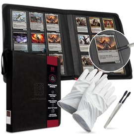 Top Loader Binder – Card Binder Top Loader with Tweezers and Gloves Included – TCG Binder, PU Leather Cover, 252 Top Loaders for Cards, Top Loader Sheets