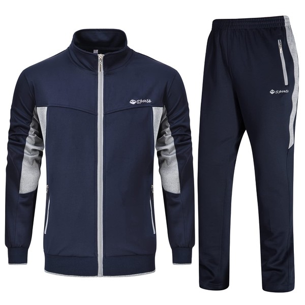 BGOWATU Men's Tracksuit Athletic 2-piece set Casual Full Zip Running