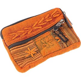 GURU SHOP Ethno Patchwork Wallet, Purse, Pencil Case - Green, Men/Women, Cotton, 11 x 16 x 1 cm, orange, Casual
