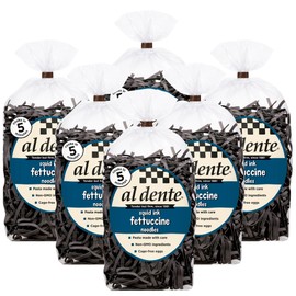 Al Dente Squid Ink Fettuccine – All-Natural Egg Pasta. Delicious, Gourmet, And Versatile. Traditional Pasta Noodles Made With Cage-Free Eggs, Semolina, And Real Squid Ink. 10oz Bags (Pack of 6)