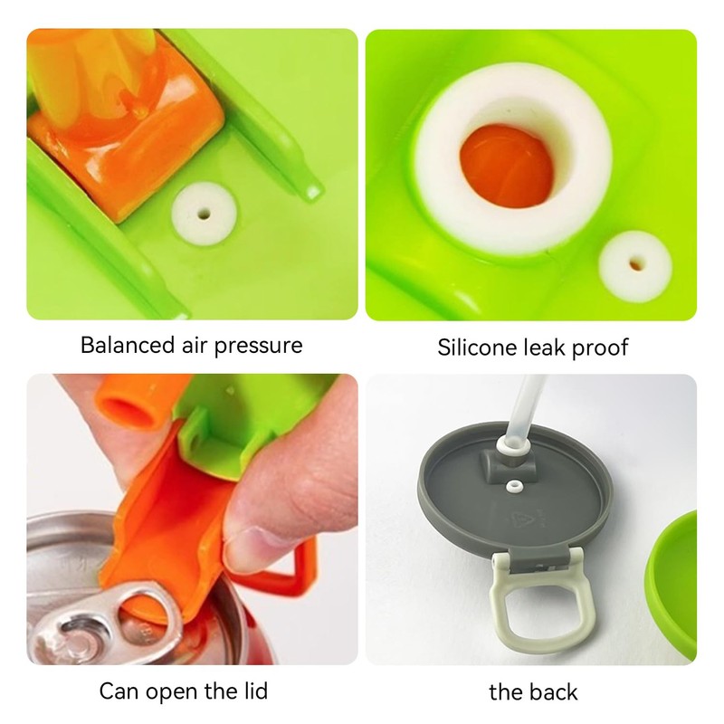 2-Piece Can Lid, 2-Piece Sealer, 4-Piece Plastic Straw, Reusable Dust