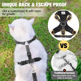 BEAUTYZOO Cat Harness and Leash Set for Walking Escape Proof, Neck Release Adjustable Harness for Kitten Puppy Small Medium Large Cats, Soft Cute Easy Control Small Cat Harness for Cats Boy and Girls