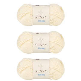 3 madejas de hilo Sensy Roving, 3.5 onzas, 132 yardas, calibre 5 voluminoso (cremoso)
