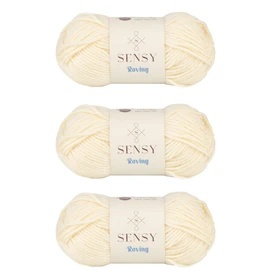 3 madejas de hilo Sensy Roving, 3.5 onzas, 132 yardas, calibre 5 voluminoso (cremoso)