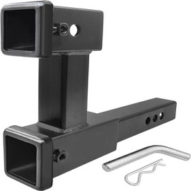 LABLT Double Hitch Receiver 2 inch Trailer Dual Hitch Extension Riser Hitch Adapter Replacement for 2 inch Receiver Extender to 10 inch Max Length 7.5 Inch Riser