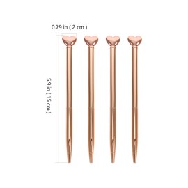 STOBOK 12pcs Heart-Shaped Metal Ballpoint Pens Rose Gold Pen Portable Love Metal Writing for Office Home Wedding Events