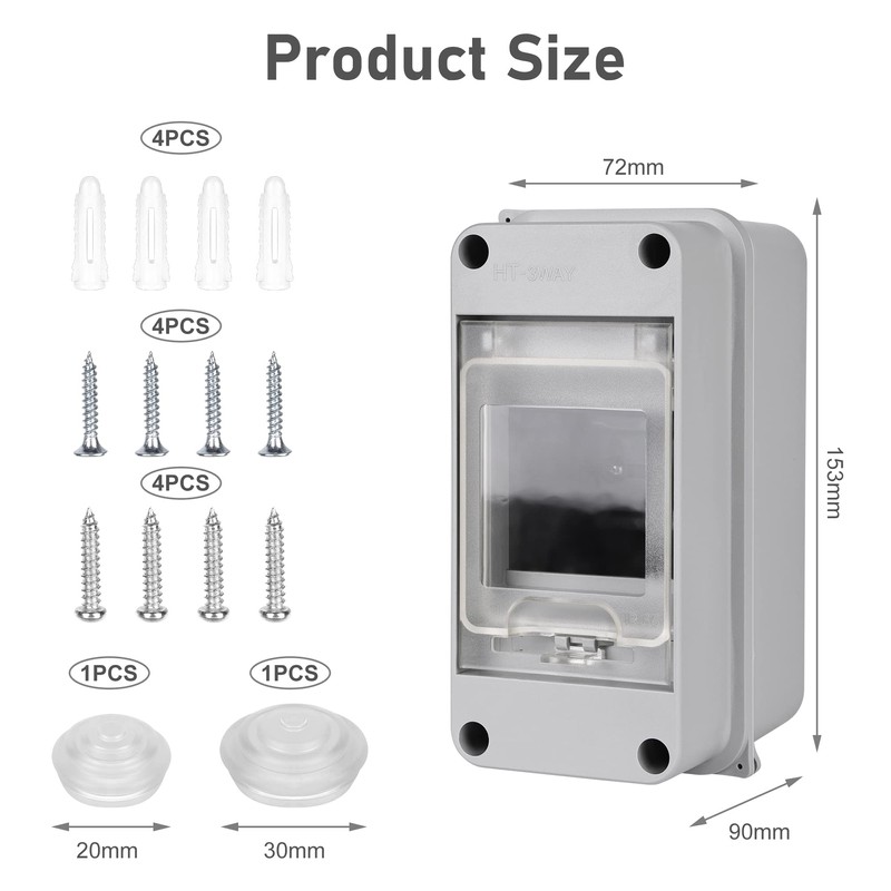 Surface-Mounted Fuse Box: Distribution Box Surface-Mounted, Fuse Box 3 Modules