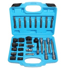 30 Piece Alternator Pulley Remove Install Tool Kit Free Wheeling Pulley Remover Socket Drills Compatible with Ford Compatible with GM