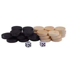 Chess Pieces Set, 32pcs Draughts & Checkers & Backgammon Wood Chess Piece Set Chess Game Set for Kids Board Game Learning Camping