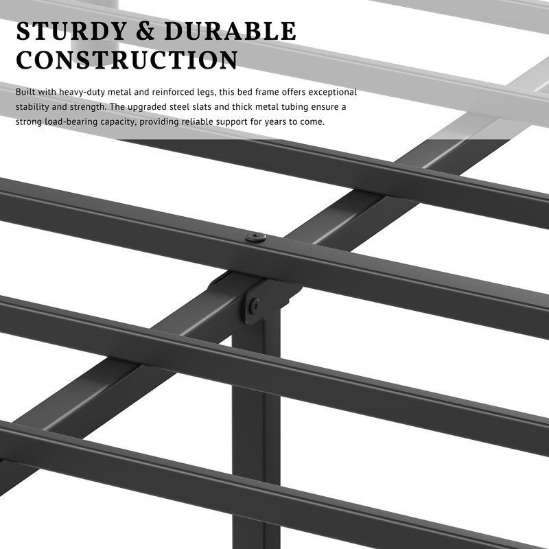 ZIYOO 14 inch Metal Queen Bed Frame with Vintage Style,