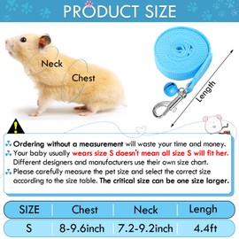 SATINIOR 2 Pieces Guinea Pig Bunny Harness Soft Mesh Hamster Rat Leash with Safe Bell, Ferret Pig Clothes and Leash Set for Hamster Ferrets Rats Bunny Guinea Chinchilla Teacup Chihuahua(S,Blue, Black)
