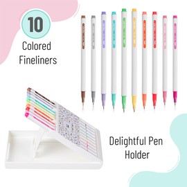 Mr. Pen- Fineliner Pens with Stand, 10 Pack, Colorful Fineliners, Colored Pens for Drawing, Writing Pens for Journaling Pens, Fine Liners, Fine Tip Markers, Marker Pens, Colored Pens for Note Taking