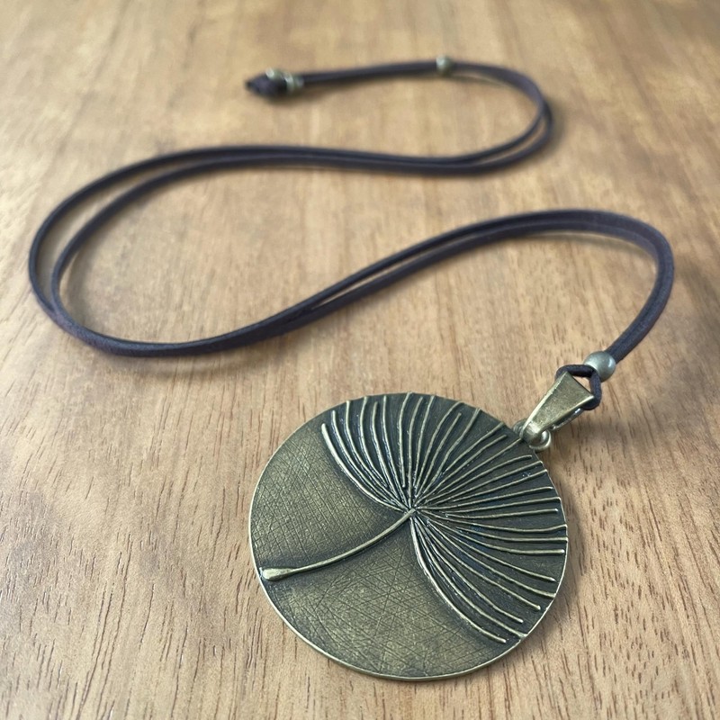 Löwenzahn Frau Anhänger in Zamak Bronze - Lange Halskette mit