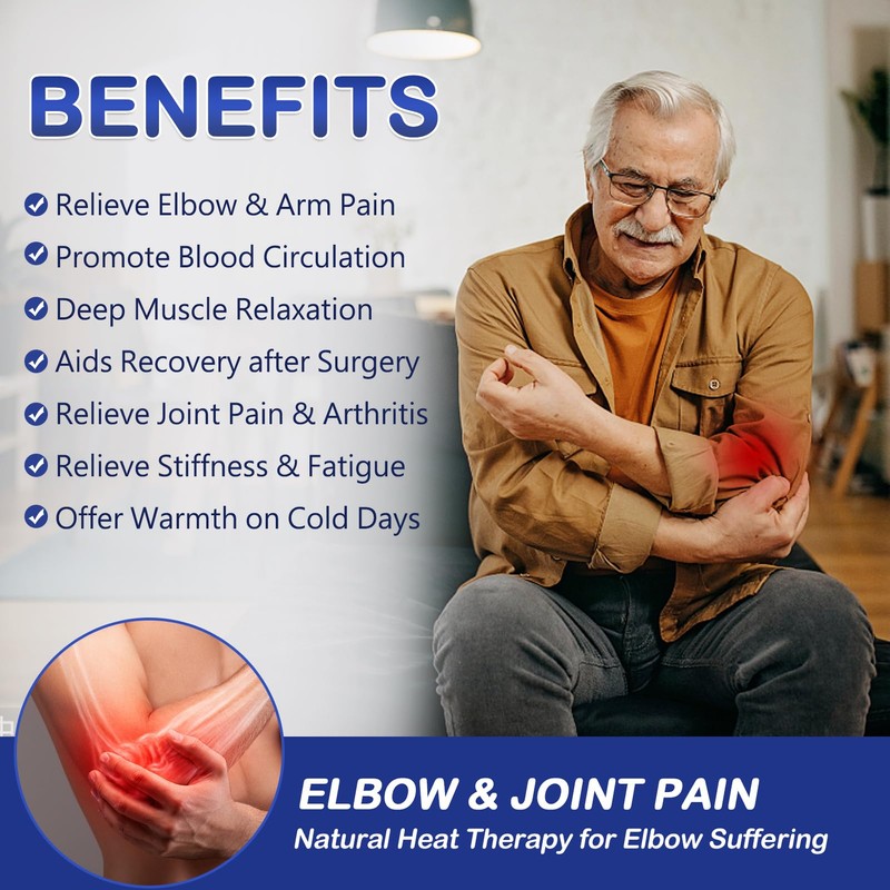 JOBYNA Elbow Heating Pad, Adjustable Tennis Elbow Pad for Men
