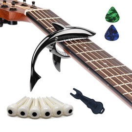 Shark Guitar Capo for Acoustic and Electric Guitar Shark Capo-Made of Zinc Alloy for 6 String Guitar Has a unique cool beauty and Easy to fit on the guitar(Black)