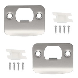 sourcing map Door Deadbolt Strike Plates Stainless Steel D Round Cam Block Door Locks Latch Strike Plate for Exterior Door Reinforce Security Silver Pack of 2