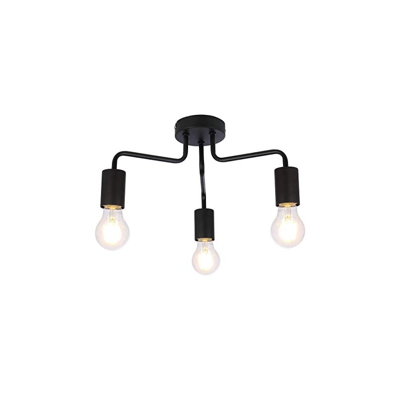 UKEW 3 Way Retro Ceiling Light - Black Vintage E27