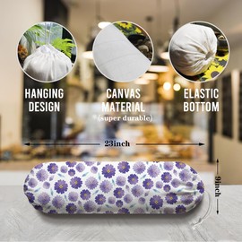 Purple Floral Plastic Bag Holder, Grocery Bag Storage Dispenser, Washable Grocery Wall Mount Organizer, Kitchen Housewarming Gifts for Women Family Friends Grandma Mom