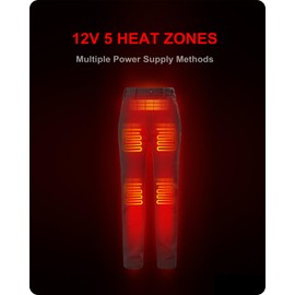 DEWBU Heated Pants for Women with 12V Battery Pack Fleece Lined Outdoor Softshell Pants Electric Heating Trousers, Women's Red, L