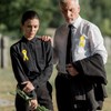 50 Pcs Memorial Funeral Ribbon with Cross Pins, Yellow