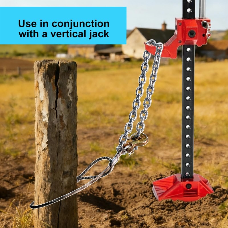 Heavy-Duty Fence Post Puller with Galvanized Aircraft Cable & 1/4"