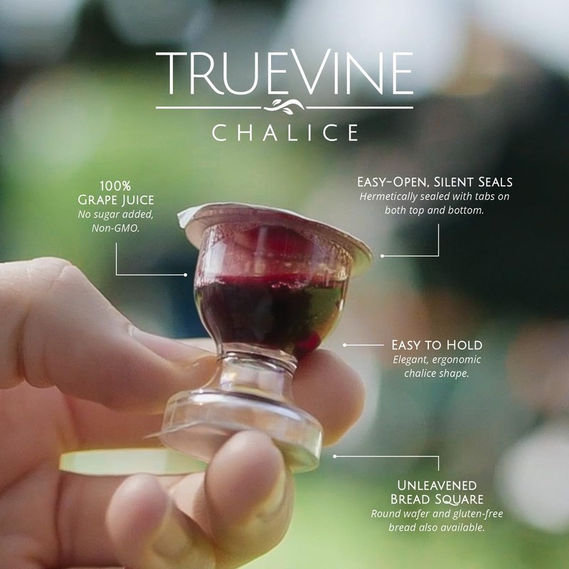 TrueVine Chalice Communion Cups and Wafer Set - Prefilled Cups
