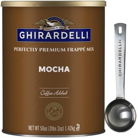 Ghirardelli Mocha Premium Frappé Mix, 3.12 lb Can with Ghirardelli Stamped Barista Spoon