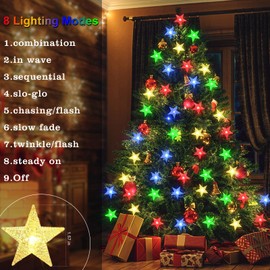 echosari Christmas Star String Lights Battery Powered Fairy Light for Christmas New Year Kids Bedroom Wedding Party Decor (Multicolor)