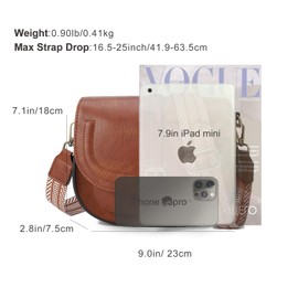 AFKOMST Crossbody Bag for Women Small Satchel and Shoulder Bag Vintage Saddle Handbags Vegan Leather