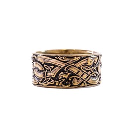 Windalf Wide Viking Ring Ravan 10 mm Odins Wolves Vikings Wild Hunting Wotan Bronze, Fabric, No Gemstone