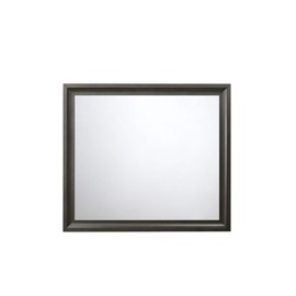 Soteris Antique Gray Finish Mirror - Beveled Edge, Timeless Wooden Frame, Decorative Accent for Entryway, Living Room & Bedroom