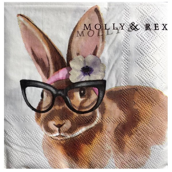 Molly Rex 40-ct Cocktail Beverage Paper Napkins, Headband Bunny 17829