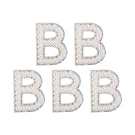 sourcing map Iron on Letter B Patch Colored Rhinestone Shiny Pearl English Alphabet Sewing Patch for DIY Clothes Repair Hats Bags Shoes Pillows Crafts Pack of 5