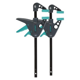 Wolfcraft 3455100 Mini One-Handed Clamps 40-110 mm, Set of 2 for Precise Fixing of Small Pieces - Can Be Used with Just One Hand