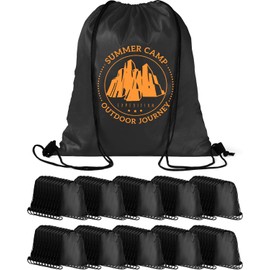 Lzerking Drawstring Backpack Bulk 100 Pcs Black 13.4x16.5 Inches Draw String Back Bag, Waterproof Drawstring Nylon Bag for Gift, Gym, Homeless, Hiking, DIY