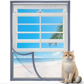 Homealexa Adjustable Window Screen, Max 39"x 59" Thick Self-Adhesive Mosquito Mesh with Reinforced Edge, DIY Temporary Nylon Window Screens Replacement